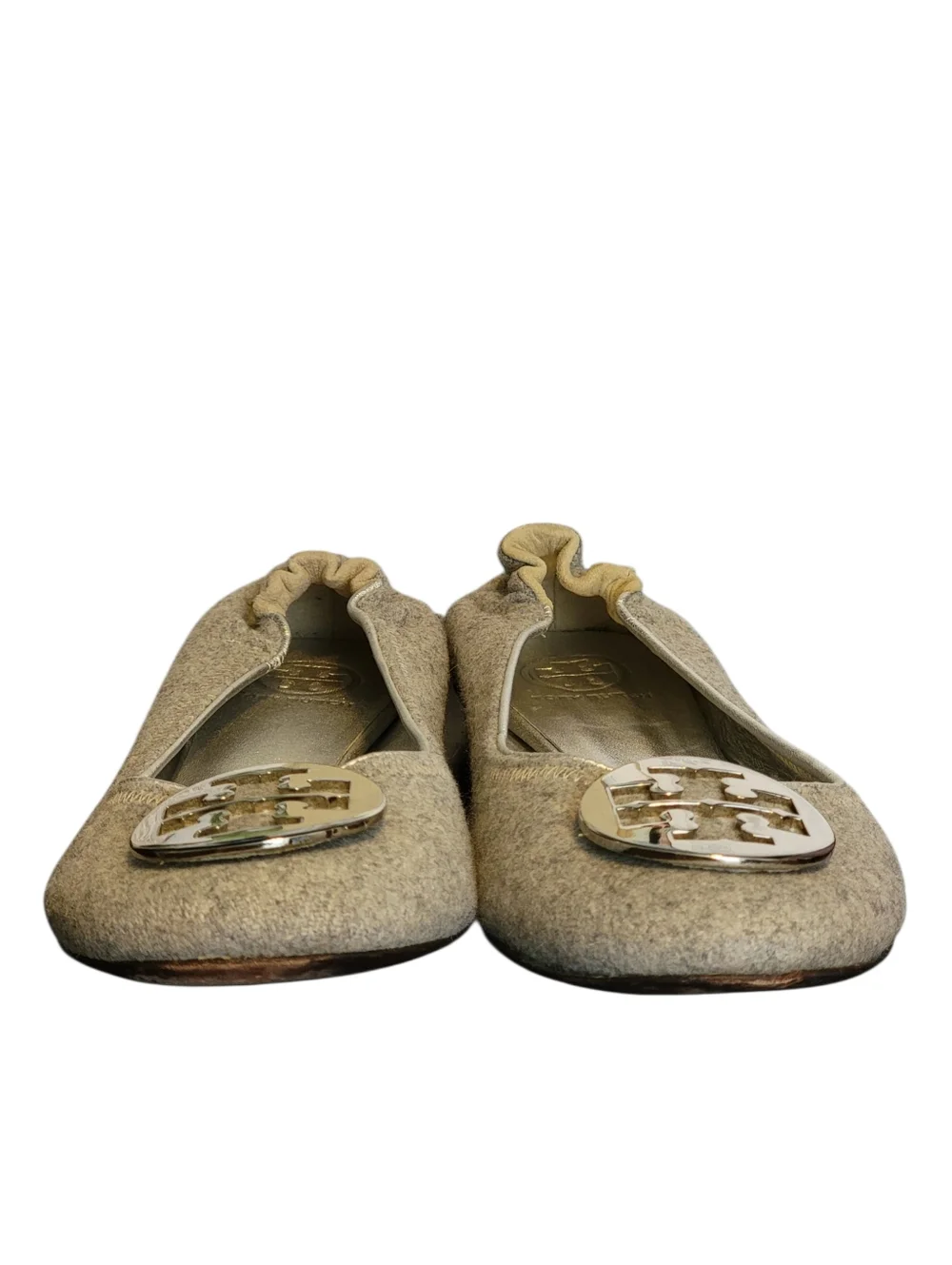 Tory Burch‎ Reva Gray Silver Wool Ballet Flats Shoes 11M